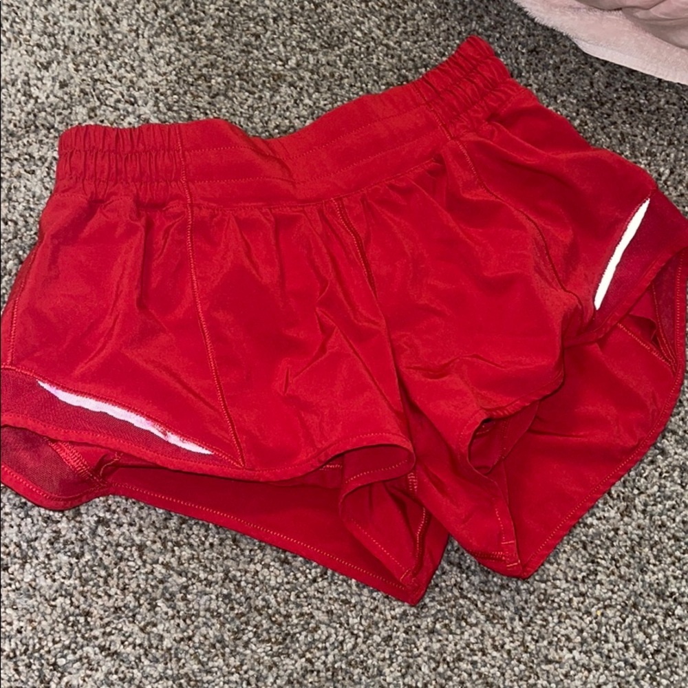 Red Lululemon 2.5 shorts
